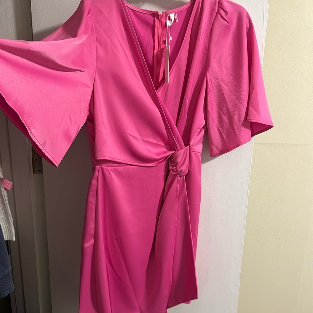 Hot pink satin mini dress size large